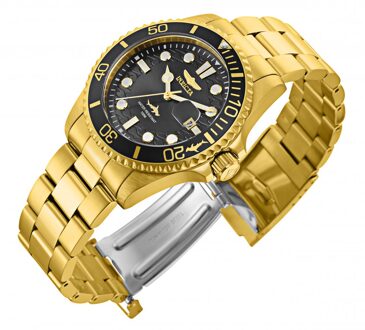 Invicta Pro Diver 30026 Heren Horloge - Quartz Uurwerk - Roestvrij Staal met zwarte Wijzerplaat - 43mm - maat Goud