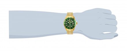Invicta Pro Diver 30027 Heren Horloge - Quartz Uurwerk - Roestvrij Staal met groene Wijzerplaat - 43mm Goud - One Size