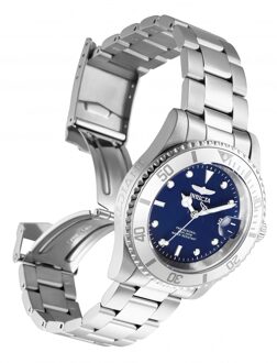 Invicta Pro Diver 34023 Heren Horloge - Quartz Uurwerk - Roestvrij Staal met blauwe Wijzerplaat - 40mm - maat Zilver