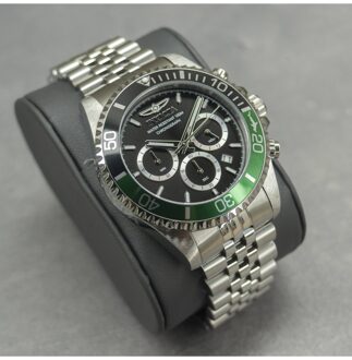 Invicta Pro Diver 48380 Heren Horloge - Quartz Uurwerk - Roestvrij Staal met zwarte Wijzerplaat - 43mm - maat Zilver