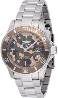 Invicta Pro Diver 48567 Heren Horloge - Quartz Uurwerk - Roestvrij Staal met groene Wijzerplaat - 40mm - maat Zilver