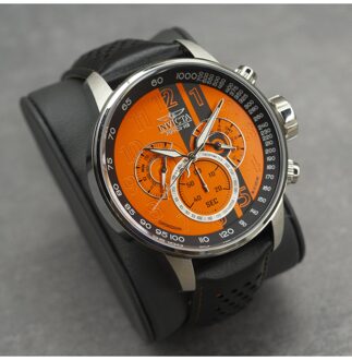Invicta Racing 48175 Heren Horloge - Quartz Uurwerk - Roestvrij Staal met oranje Wijzerplaat - 48mm Zilver