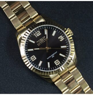 Invicta Specialty 47458 Heren Horloge - Quartz Uurwerk - Roestvrij Staal met zwarte Wijzerplaat - 43mm - maat Goud