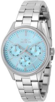 Invicta Specialty 49957 Dames Horloge - Quartz Uurwerk - Roestvrij Staal met blauwe Wijzerplaat - 42mm - maat Zilver