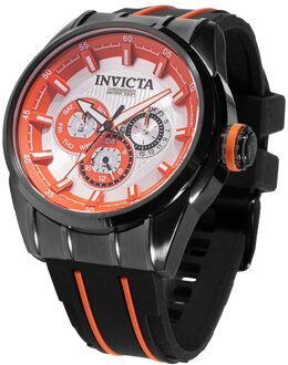 Invicta Speedway 49054 Heren Horloge - Quartz Uurwerk - Roestvrij Staal met oranje Wijzerplaat - 48mm - maat Grijs