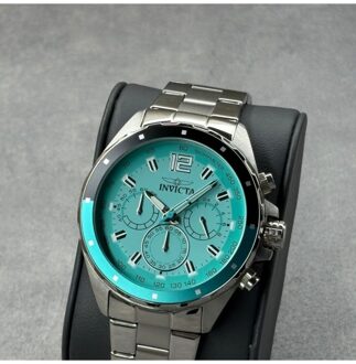 Invicta Speedway 50362 Heren Horloge - Quartz Uurwerk - Roestvrij Staal met blauwe Wijzerplaat - 44mm Zilver