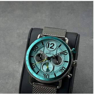 Invicta Speedway 50364 Heren Horloge - Quartz Uurwerk - Roestvrij Staal met blauwe Wijzerplaat - 44mm Zilver