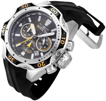 Invicta Venom 47760 Heren Horloge - Quartz Uurwerk - Roestvrij Staal met zwarte Wijzerplaat - 52mm Zilver