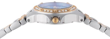 Invicta Wildflower 45873 Dames Horloge - Quartz Uurwerk - Roestvrij Staal met blauwe Wijzerplaat - 21mm Zilver