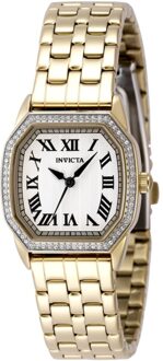 Invicta Wildflower 49000 Dames Horloge - Quartz Uurwerk - Roestvrij Staal met zilveren Wijzerplaat - 27mm Goud