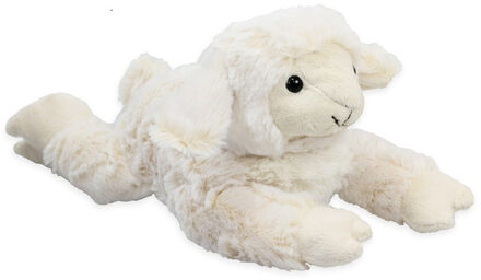 Inware pluche lammetje/schaap knuffeldier - wit - liggend - 28 cm - Knuffel boederijdieren