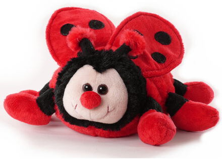 Inware pluche lieveheersbeestje knuffeldier - rood/zwart - staand - 20 cm - Knuffeldier