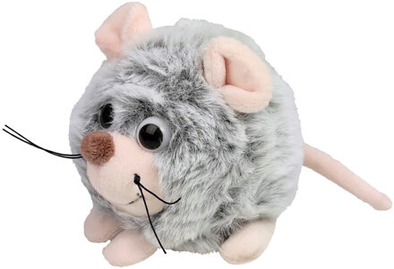 Inware pluche muis knuffeldier - grijs - 9 cm - Knuffel boederijdieren