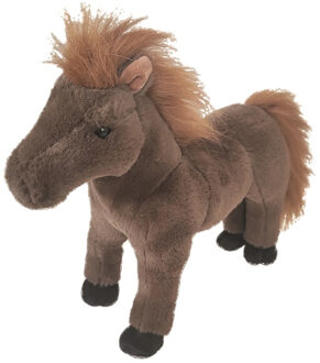 Inware pluche paard knuffeldier - bruin - staand - 28 cm - paarden knuffels - Knuffel boederijdieren