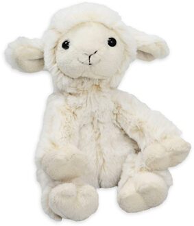 Inware Pluche schaap/lammetje knuffel - zittend - wit - polyester - 15 cm - Knuffel boederijdieren