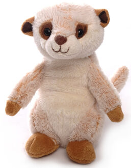 Inware pluche stokstaartje knuffeldier - beige - staand - 16 cm - Knuffeldier