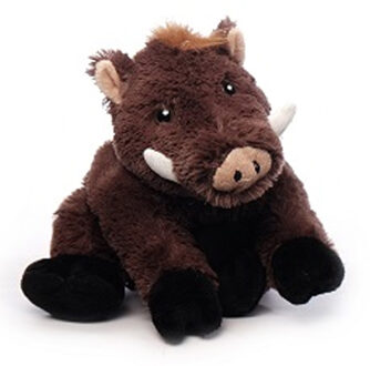 Inware pluche wild zwijn knuffeldier - bruin - staand - 25 cm - Knuffel bosdieren