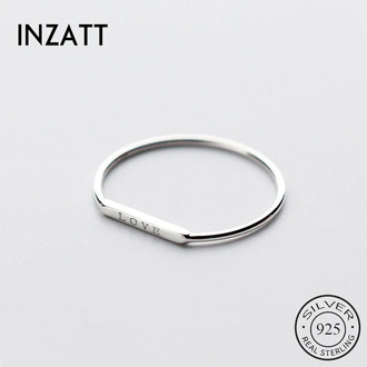 INZATT Real 925 Sterling Silver Love letter Ring For Fashion Women Party Cute Fine Jewelry Minimalist Accessories 2020 gift