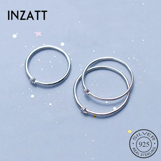 INZATT Real 925% Sterling Silver Minimalist Zircon round Ring For Fashion Women Birthday Party Fine Jewelry cute Accessories