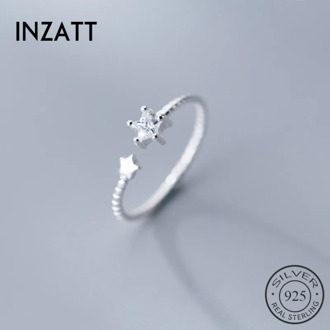 INZATT Real 925 Sterling Silver Zircon Star Ring For Lovely girl Wedding Party Fine Jewelry Opening Ring Romantic Gift 2019
