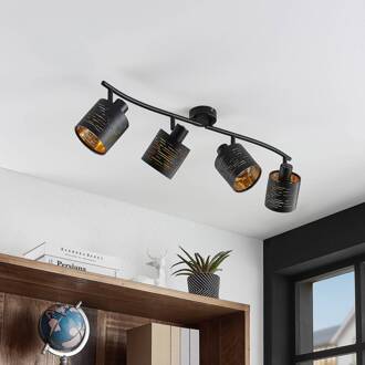 Iolyn plafondspot, 4-lamps zwart, goud