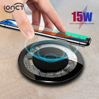iONCT 15W Qi Wireless Charger For iPhone 11 Pro Xs Max X Xr 8 Induction Fast Wireless Charging Pad For Samsung S20 Xiaomi mi 9