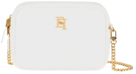 Iory Schoudertas met Gouden Logo Elisabetta Franchi , White , Dames - ONE Size