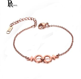 Ip Rose Goud Kleur Roestvrij Staal Vrouwelijke Symbool Gay En Lesbische Pride Armband