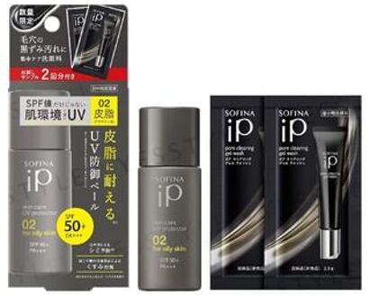 iP Skin Care UV Protector SPF 50+ PA+++ 02 + Pore Clearing Gel Wash Trial Set 30ml + 2.3g x 2