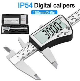 IP54 Extra Groot Lcd-scherm Elektronische Digitale Schuifmaat Hoge Precisie Metalen Rvs Schuifmaat 0-150Mm Meten tool