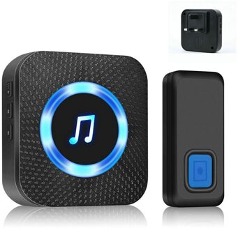 IP55 Draadloze Deurbel Kit Waterdichte DIY Deurbel Chime Ontvangers UK zwart 1x Receiver