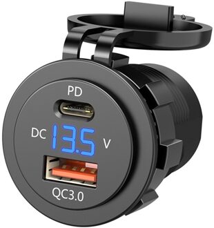 IP66 Water Proof 12V Dc Power Levering QC3.0 Dual Type-C 5V 3A Usb Motorfiets Sigarettenaansteker socket Lader Connector blauw