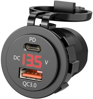 IP66 Water Proof 12V Dc Power Levering QC3.0 Dual Type-C 5V 3A Usb Motorfiets Sigarettenaansteker socket Lader Connector rood