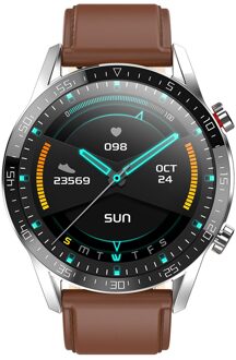 IP68 Waterdichte Vrouwen Horloge Muziek Telefoontje Heren Horloge Full Touch Bluetooth Call Ecg Zuurstof Hoge-End Smart Horloge zwart-brownleather