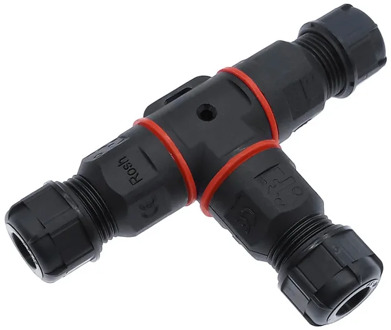 IP68 Waterproof connector T Shape 3 Pin 250V 24A Cable Wire Gland Sleeve connector quick connect waterproof connector
