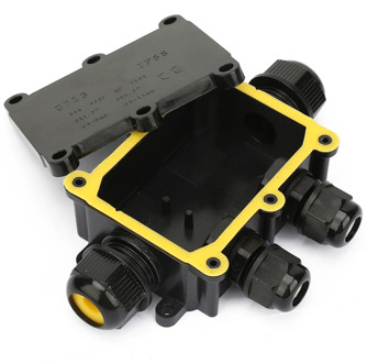 IP68 Waterproof Junction Box Electrical Enclosure Cable Connecting Terminal Block Waterproof Box Black Cable Junction Box
