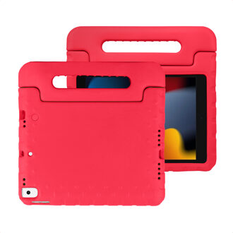 iPad 2020 hoes kinderen - iPad hoes 2020 kids - iPad 2020 hoes 10.2 kinderen - hoes iPad 2020 kids - hoesje iPad 2020 kinderen - iPad 2020 case kids - Siliconen tablethoes - Rood - iMoshion Kidsproof Backcover met handvat