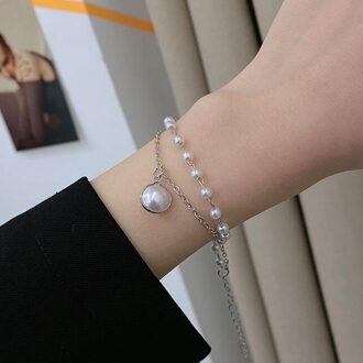 Iparam Eenvoudige Zoete Gelaagde Parel Ketting Armband Vrouwen Koreaanse Imitatie Parel Hanger Charm Armband Trend Sieraden IPA0891-2