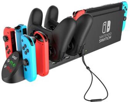 iPega PG-9187 Oplaadstation voor Nintendo Switch Pro Controller, Joy-Con - Zwart