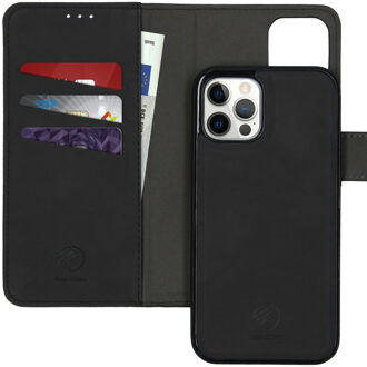 iPhone 12 hoesje bookcase - iPhone 12 Pro hoesje bookcase - iPhone 12 wallet case - hoesje iPhone 12 bookcase - hoesje iPhone 12 Pro bookcase - iPhone 12 Pro wallet case - Kunstleer - Zwart - iMoshion Uitneembare 2-in-1 Luxe Bookcase