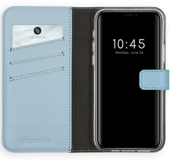 iPhone 12 hoesje bookcase - iPhone 12 Pro hoesje bookcase - iPhone 12 wallet case - hoesje iPhone 12 bookcase - hoesje iPhone 12 Pro bookcase - iPhone 12 Pro wallet case - Leer - Blauw - Selencia Echt Lederen Bookcase