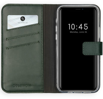 iPhone 12 hoesje bookcase - iPhone 12 Pro hoesje bookcase - iPhone 12 wallet case - hoesje iPhone 12 bookcase - hoesje iPhone 12 Pro bookcase - iPhone 12 Pro wallet case - Leer - Groen - Selencia Echt Lederen Bookcase