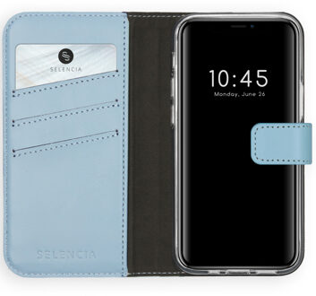 iPhone 12 Mini hoesje bookcase - iPhone 12 Mini wallet case - hoesje iPhone 12 Mini bookcase - Leer - Blauw - Selencia Echt Lederen Bookcase