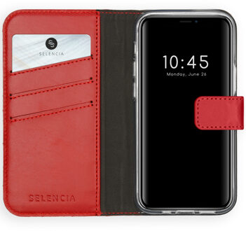 iPhone 12 Mini hoesje bookcase - iPhone 12 Mini wallet case - hoesje iPhone 12 Mini bookcase - Leer - Rood - Selencia Echt Lederen Bookcase