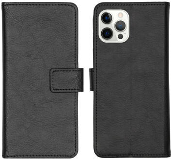 iPhone 12 Pro Max hoesje bookcase - iPhone 12 Pro Max wallet case - hoesje iPhone 12 Pro Max bookcase - Kunstleer - Zwart - iMoshion Luxe Lederen Bookcase