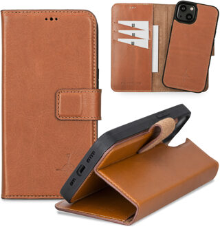 iPhone 13 Mini - Lederen Afneembare 2-in-1 bookcase hoes - Cognac Bruin