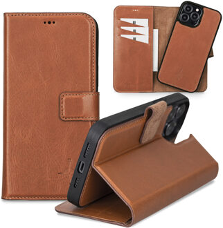 iPhone 13 Pro Max - Lederen Afneembare 2-in-1 bookcase hoes - Cognac Bruin