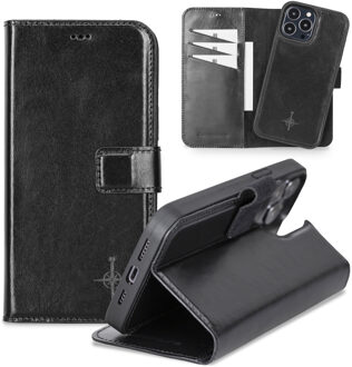 iPhone 13 Pro Max - Lederen Afneembare 2-in-1 bookcase hoes - Zwart