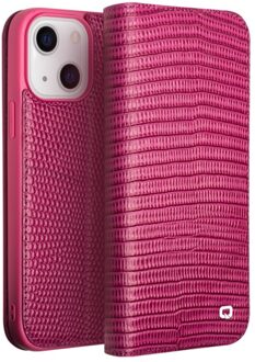 iPhone 14 - Leren bookcase hoes - Croco Roze