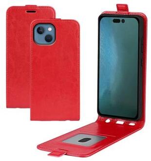 iPhone 14 Plus Verticale Flip Case met Kaartsleuf - Rood
